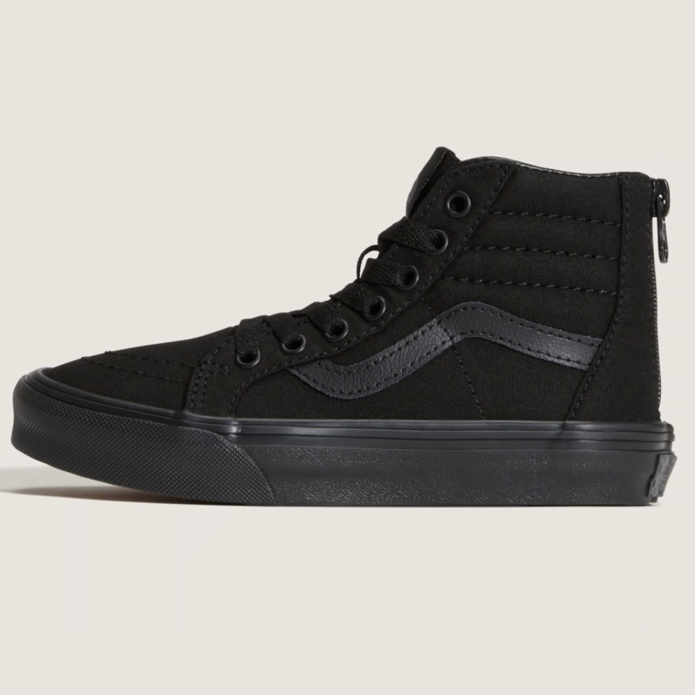 Vans Kid’s Filmore Hi Zipper Lace Up Front Black on Black Suede Canvas Skate - Picture 2 of 12
